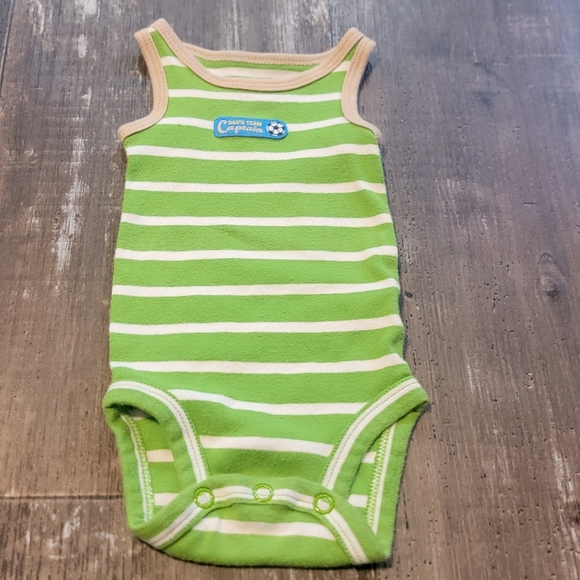 Carter's Green and White Striped Bodysuit Sleeveless One Piece - Picture 2 of 6